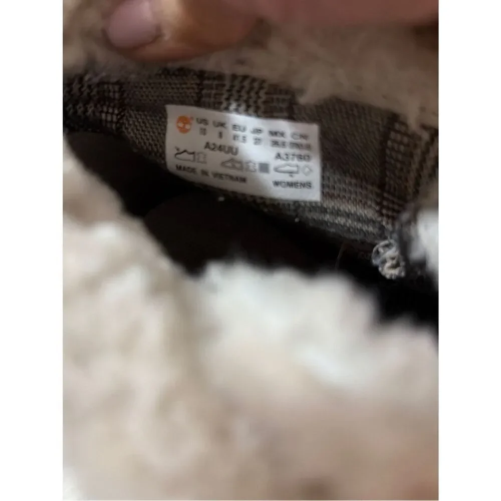 Timberland Women's Taupe Lace-Up Shearling Collar Boots Size 10